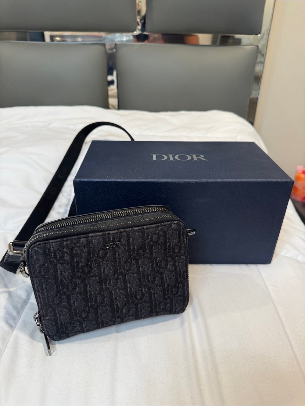 Dior Black Oblique Canvas Belt Bag with Adjustable Strap